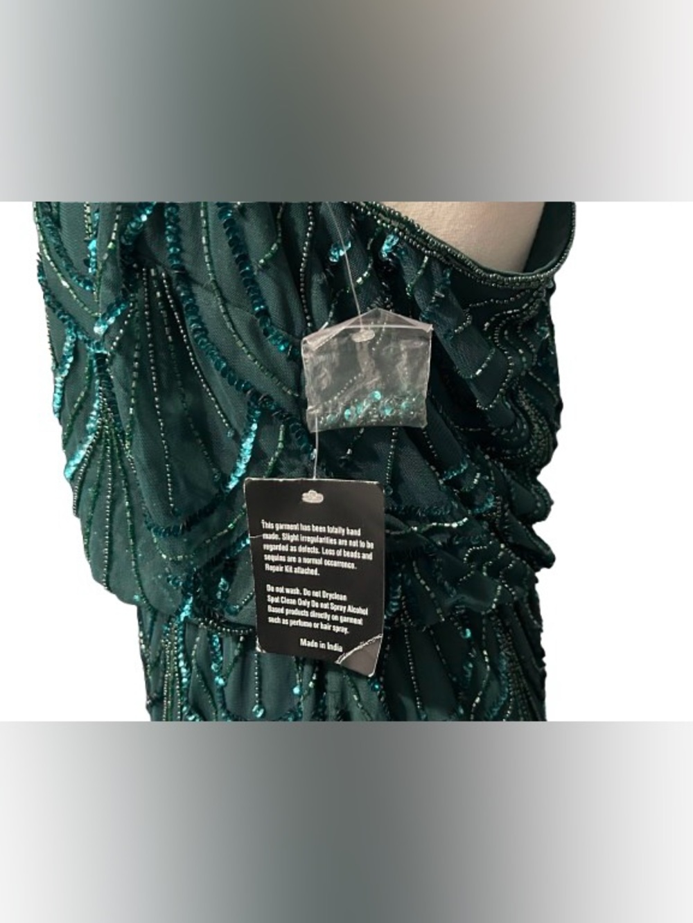 NWT Shorts Romper Beaded Dark Green ANGIE Illusion Sheer Sparkly New Shorts - Picture 8 of 16